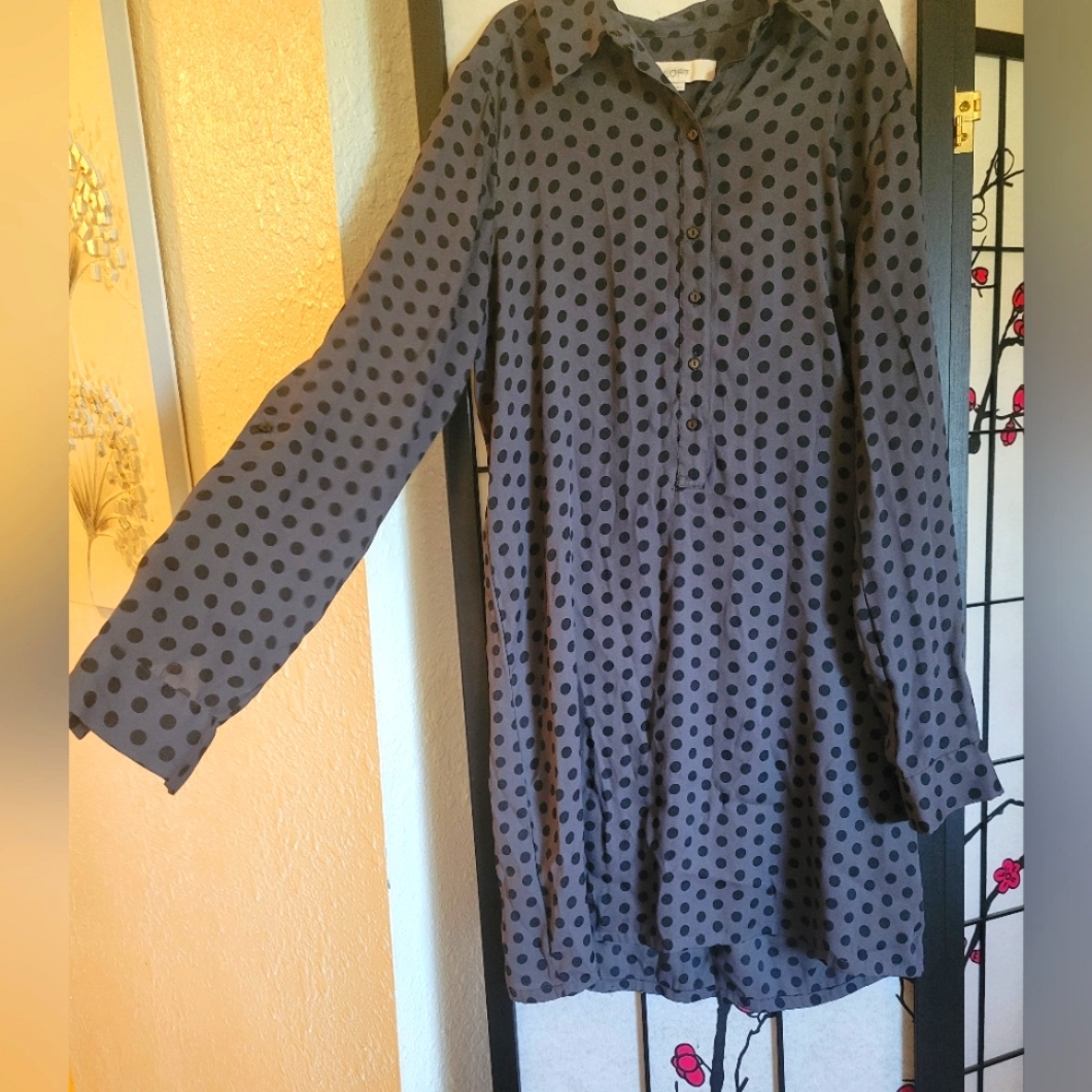 (Ships FREE!) LOFT Polka Dot Long Sleeve Dress